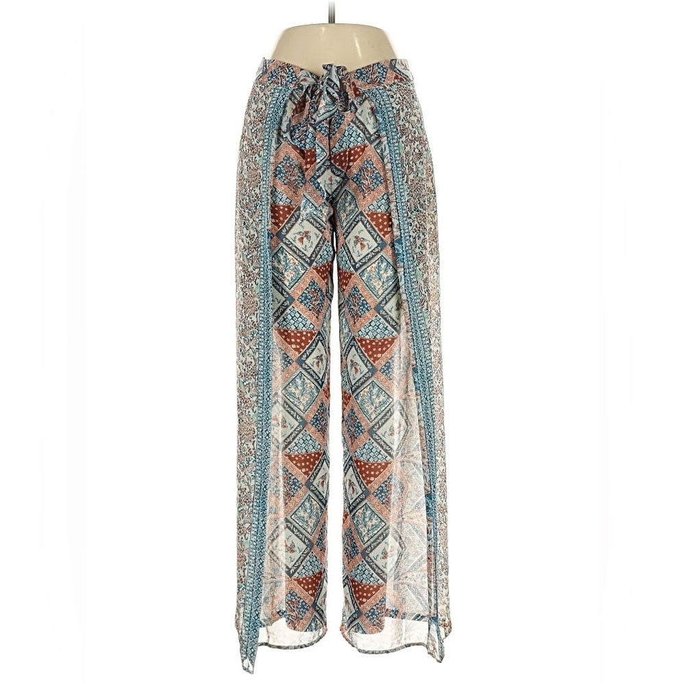 Anthropologie Elevenses Seaflower Patterned Flowy Wide Leg Low Rise Pant - Picture 1 of 16